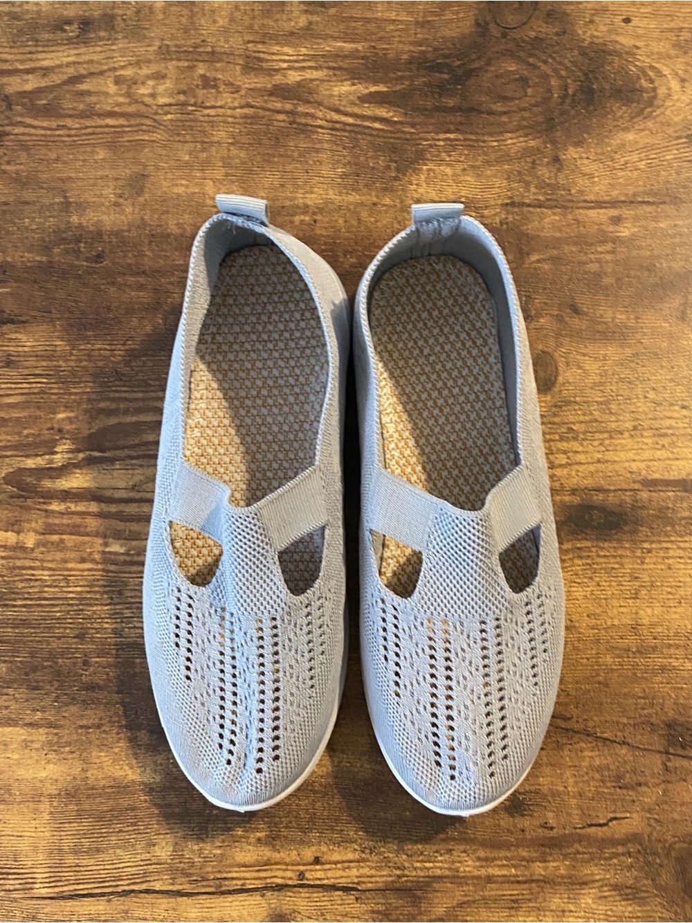 Women's Knit Slip-On Flats in Light Gray - Comfortable Everyday Loafers